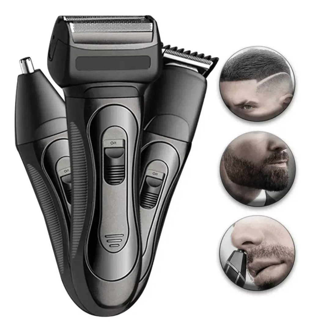 Rasuradora Eléctrica 3 en 1 para Barba, Nariz y Cabello