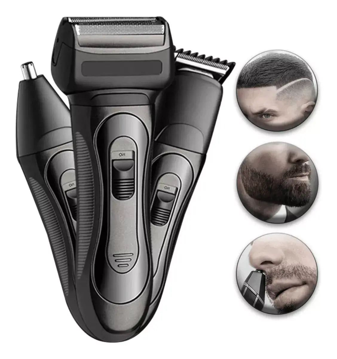 Rasuradora Eléctrica 3 en 1 para Barba, Nariz y Cabello